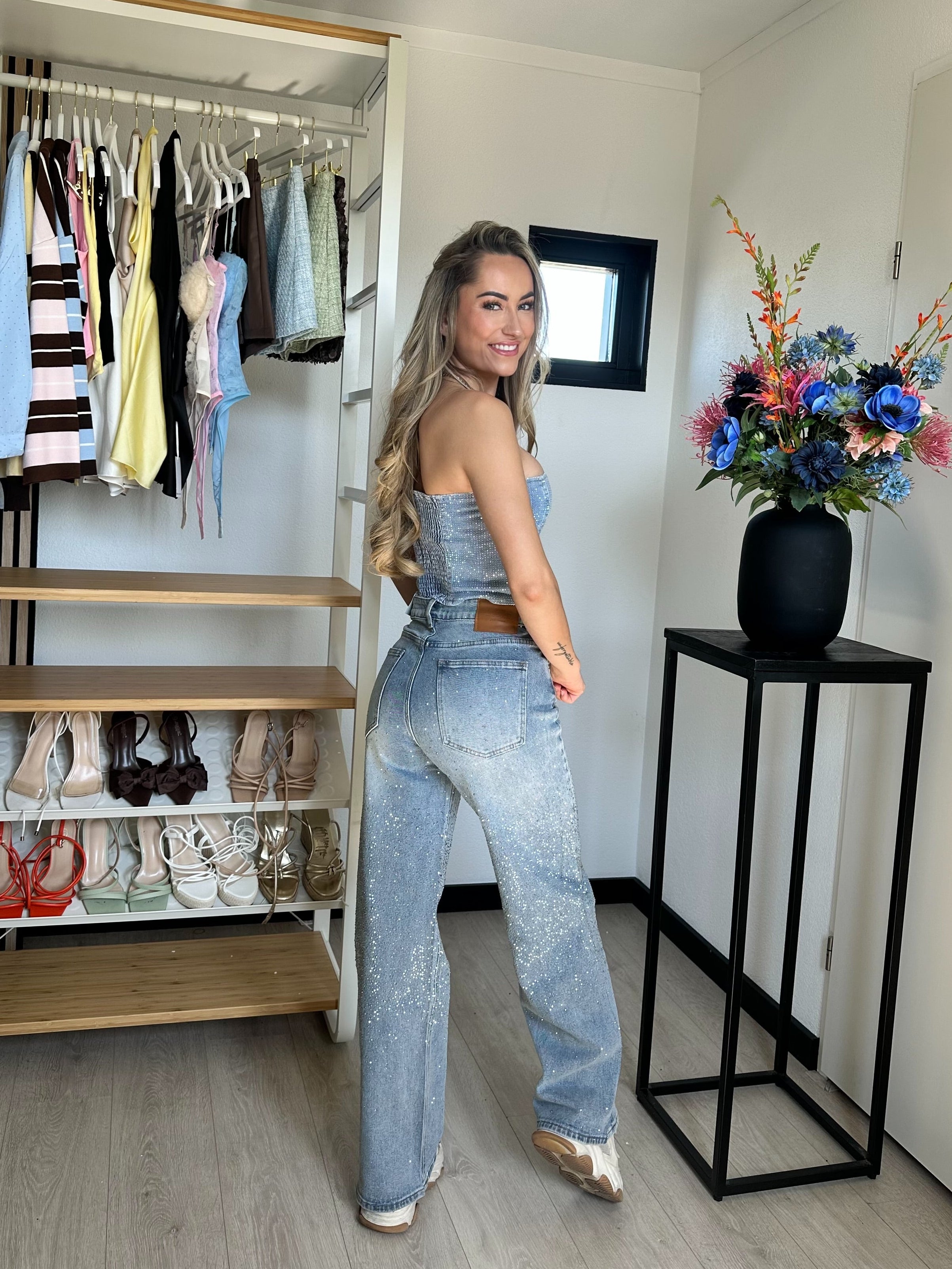 Glitter Straight Leg Jeans