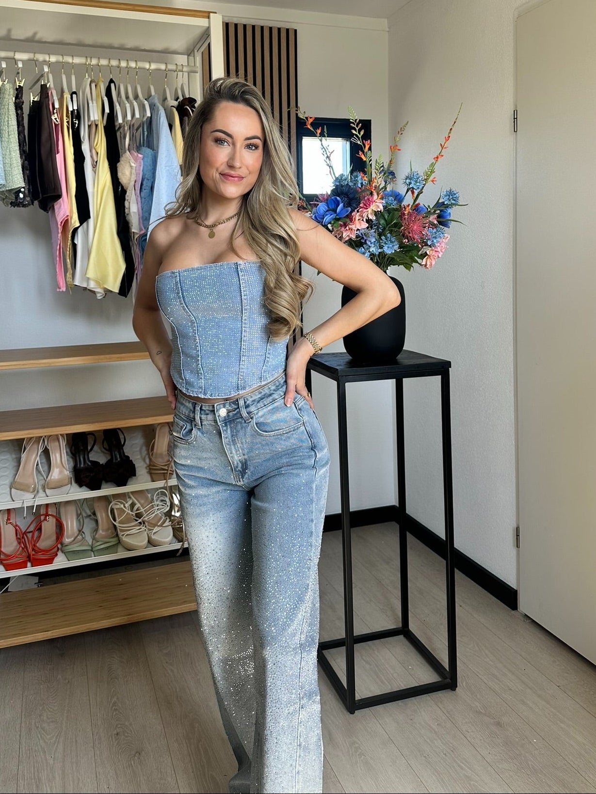 Glitter Straight Leg Jeans